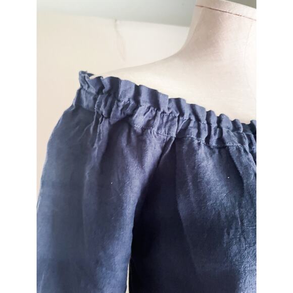Allen Allen 100% Linen Navy Shift Off Shoulder Dress. Size small.Great condition - Picture 4 of 6